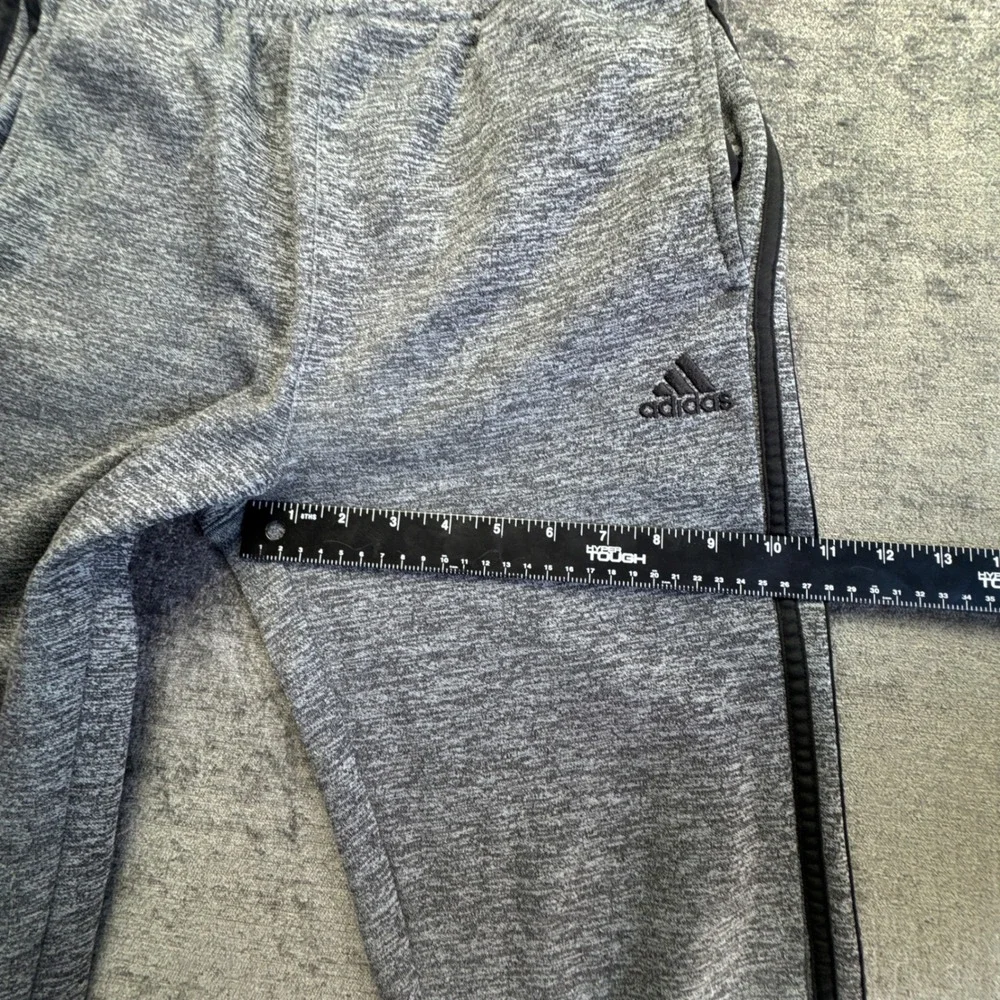 Adidas Track Pants‎ Boys XL 18/20 Gray Heather Stripe Fleece Lined Straight Leg